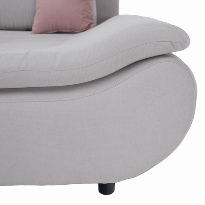 Set canapea, gri deschis / roz pudră, material textil, dreapta, BRATO