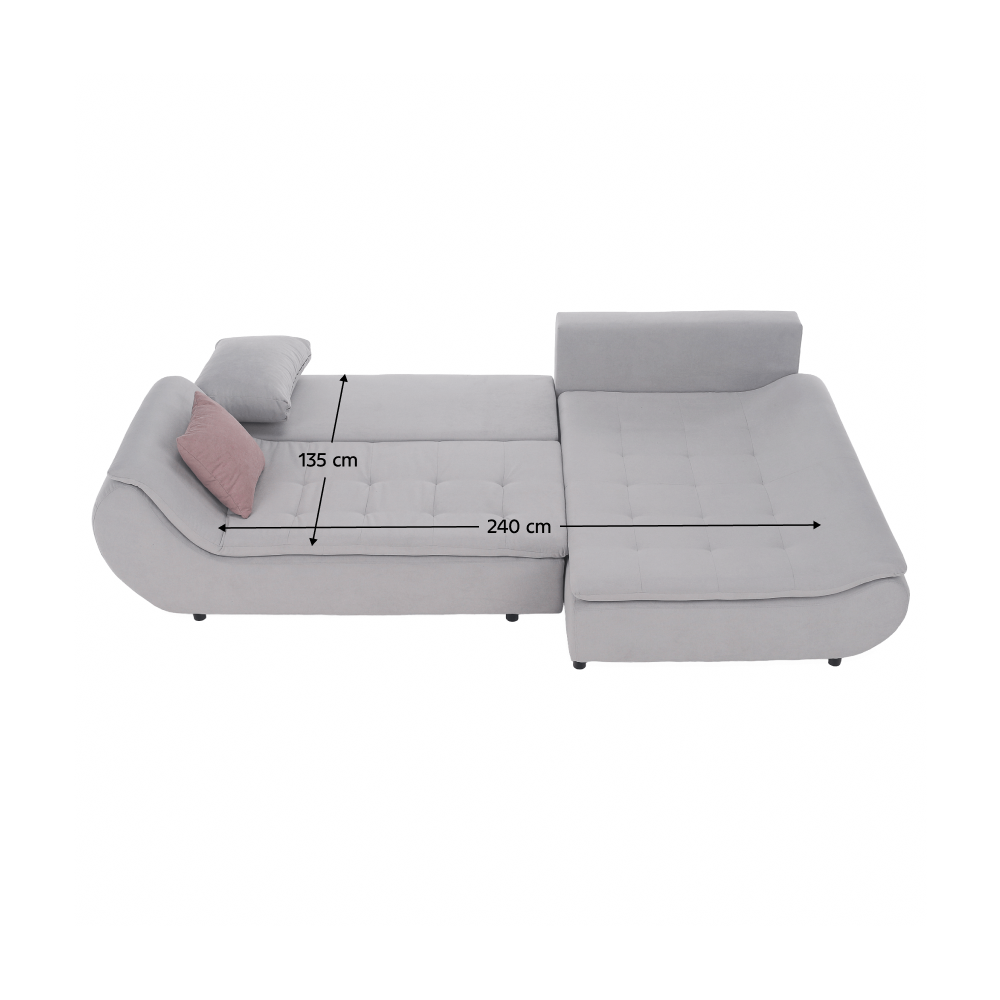 Set canapea, gri deschis / roz pudră, material textil, dreapta, BRATO