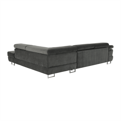Set canapea cu spaţiu de depozitare, gri, material textil, stânga, BUTON R