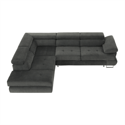 Set canapea cu spaţiu de depozitare, gri, material textil, stânga, BUTON R