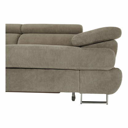 Set canapea cu spaţiu de depozitare, maro deschis melanj, material textil, stânga, BUTON R