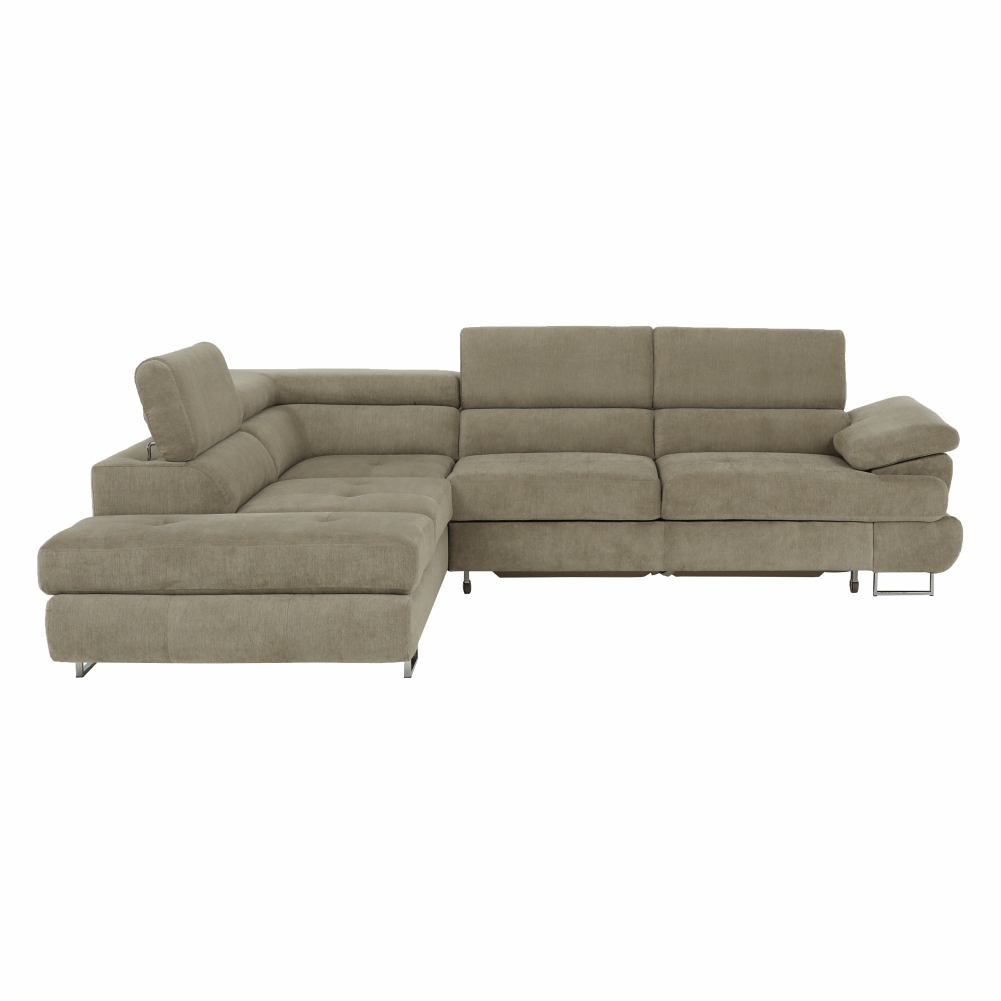 Set canapea cu spaţiu de depozitare, maro deschis melanj, material textil, stânga, BUTON R