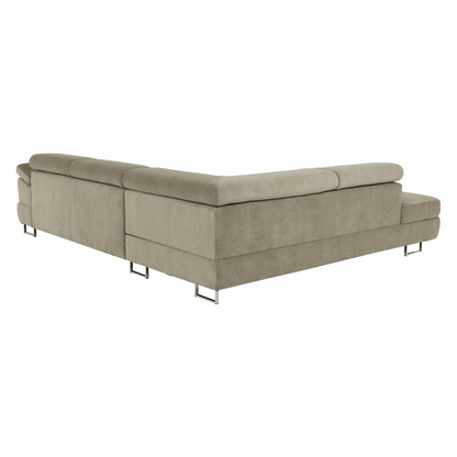 Set canapea cu spaţiu de depozitare, maro deschis melanj, material textil, stânga, BUTON R