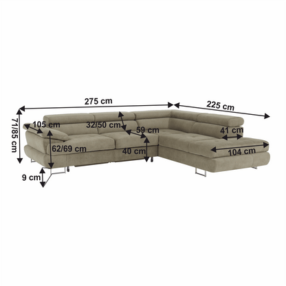 Set canapea cu spaţiu de depozitare, maro deschis melanj, material textil, dreapta, BUTON R