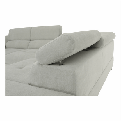 Set canapea cu spaţiu de depozitare, gri deschis, material textil, dreapta, BUTON R