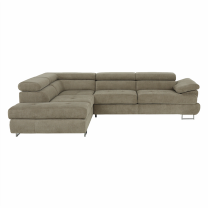 Set canapea, maro deschis melanj, material textil, stânga, BUTON P