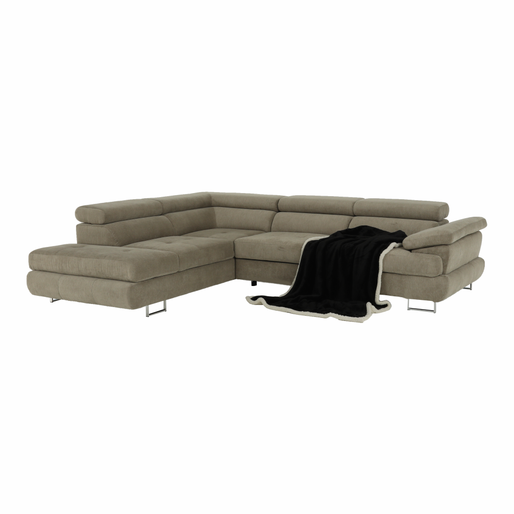 Set canapea, maro deschis melanj, material textil, stânga, BUTON P
