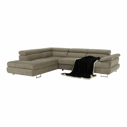 Set canapea, maro deschis melanj, material textil, stânga, BUTON P
