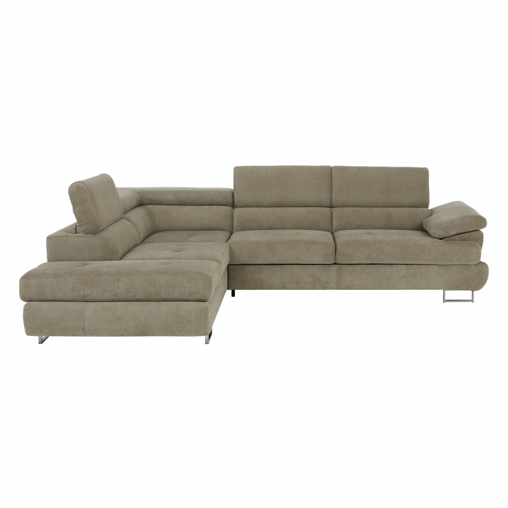 Set canapea, maro deschis melanj, material textil, stânga, BUTON P
