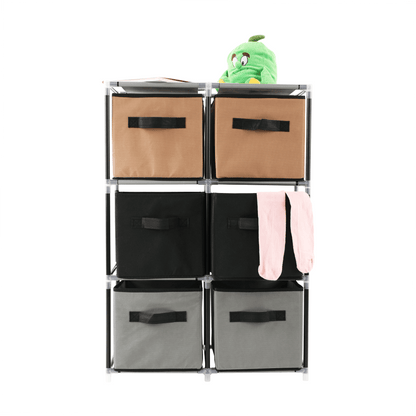Comodă cu sertare din material textil, negru/maro/gri, CAMILO TYP 2