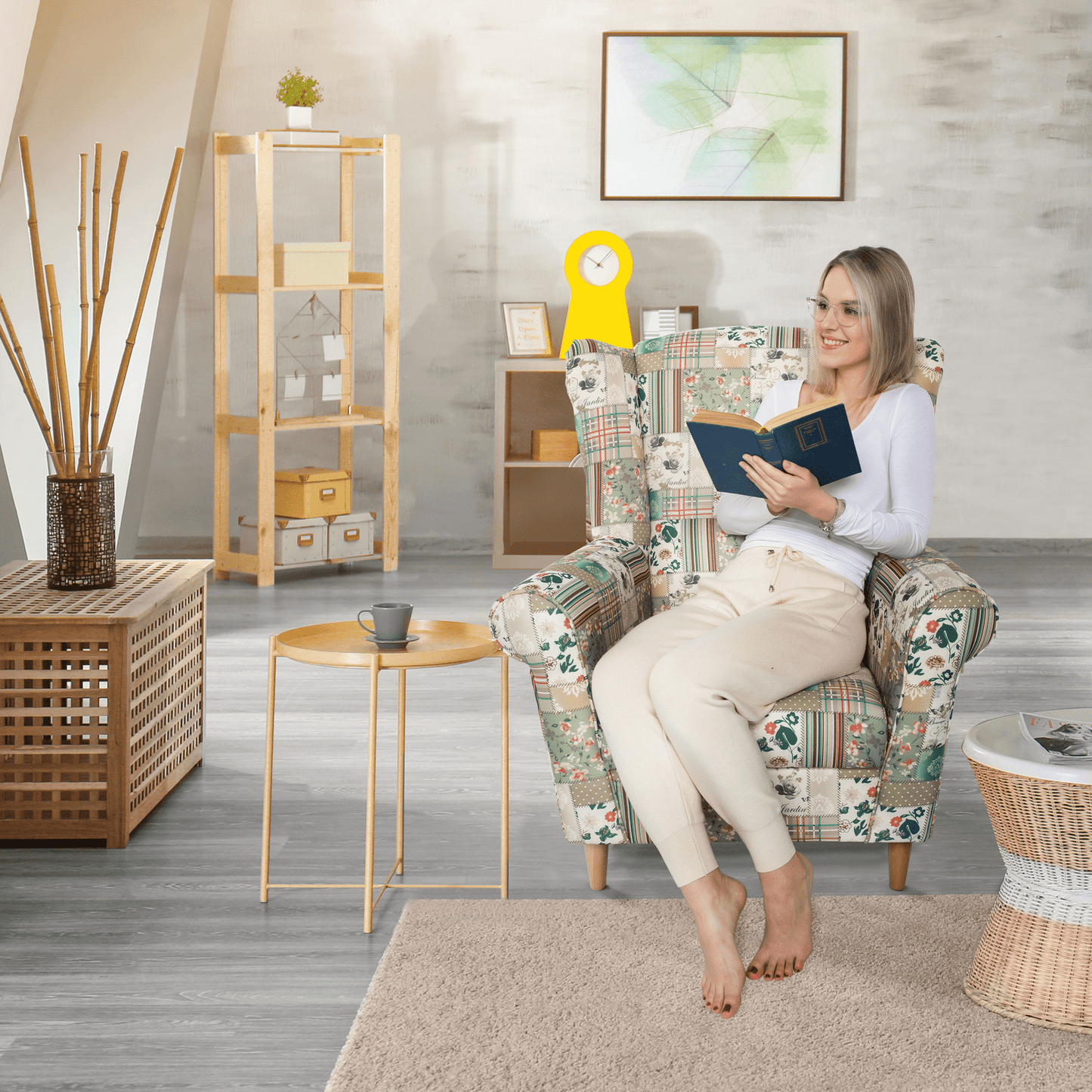 Fotoliu, material textil în stilul patchwork viorica 1, CHARLOT