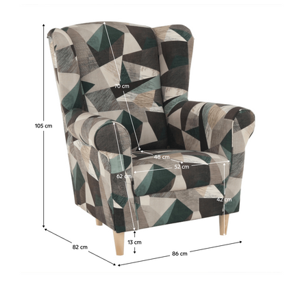 Fotoliu, material maro-verde cu model, CHARLOT