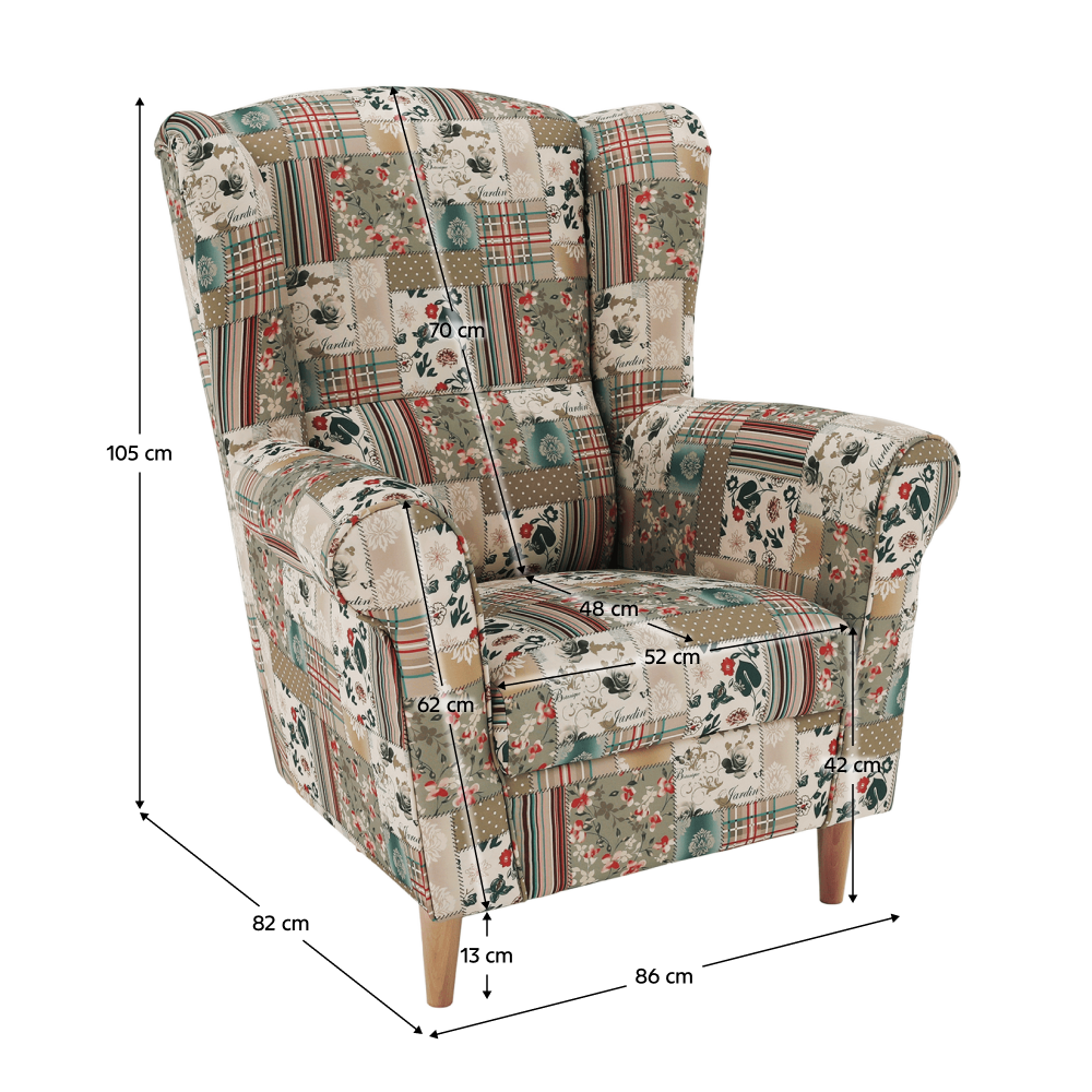 Fotoliu, material textil în stilul patchwork viorica 1, CHARLOT