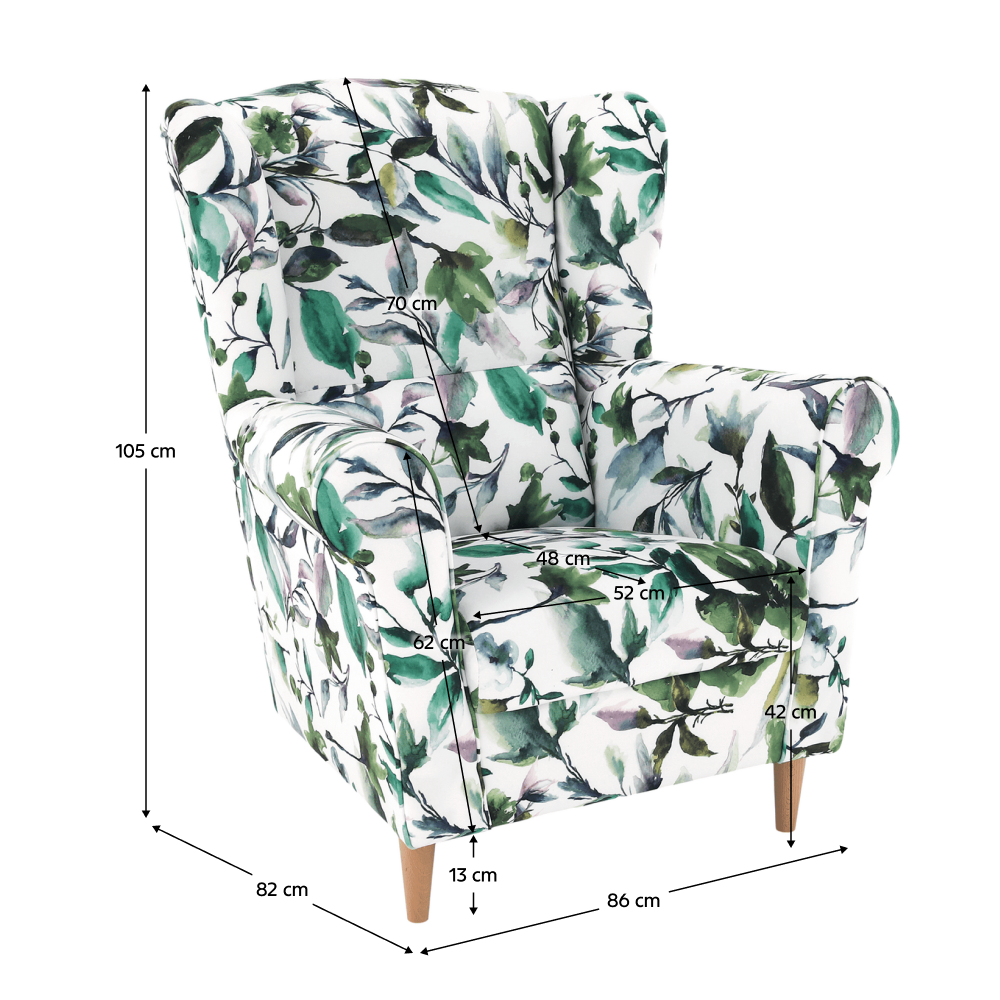 Fotoliu, material textil model frunze verzi, CHARLOT