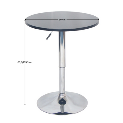 Masă de bar cu înălţime reglabilă, negru, diametru 60 cm, BRANY 2 NEW