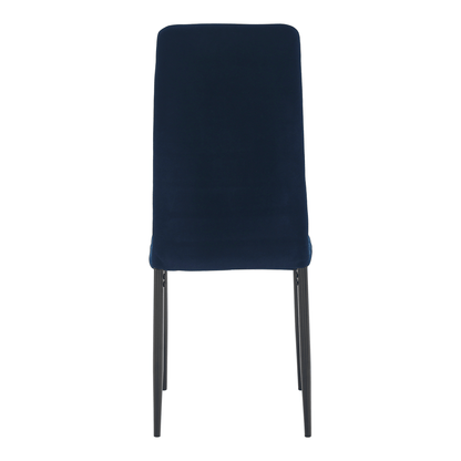 Scaun, ţesătură albastră din catifea / metal negru, Coleta Nova