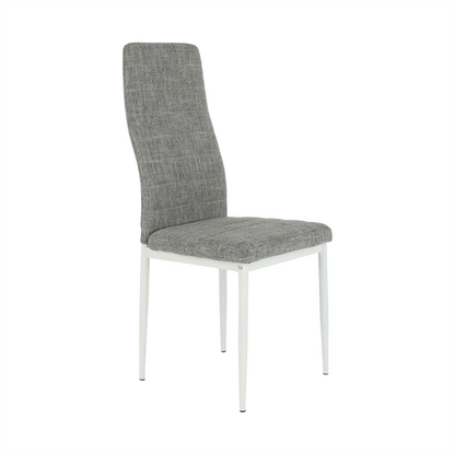 Scaun, textil gri deschis/metal alb, COLETA NOVA