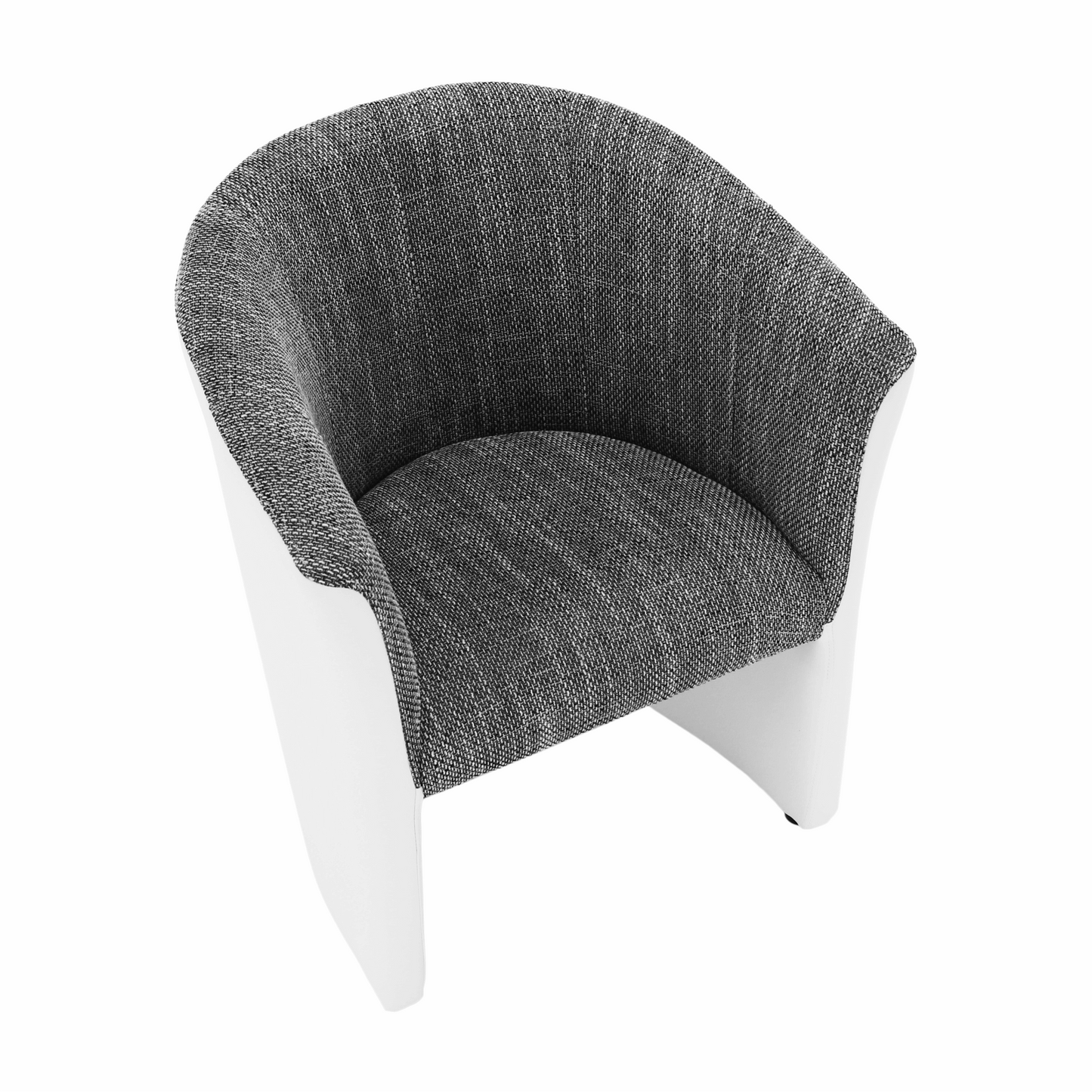 Fotoliu de club, piele eco alb/material gri, CUBA