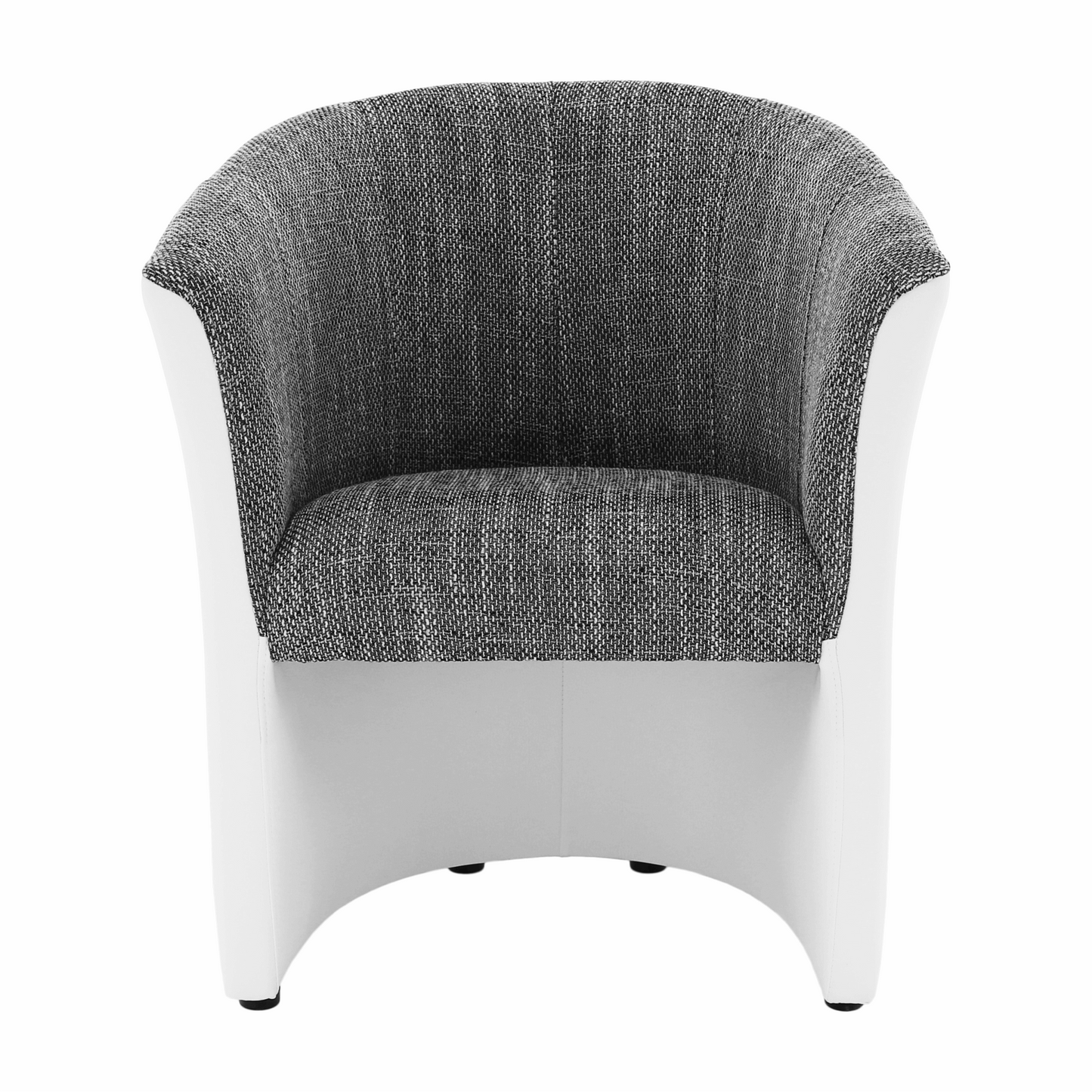 Fotoliu de club, piele eco alb/material gri, CUBA