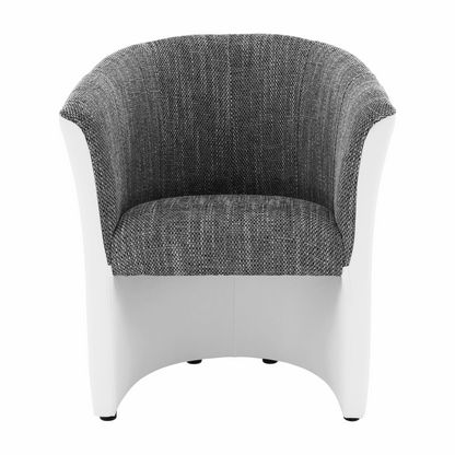 Fotoliu de club, piele eco alb/material gri, CUBA