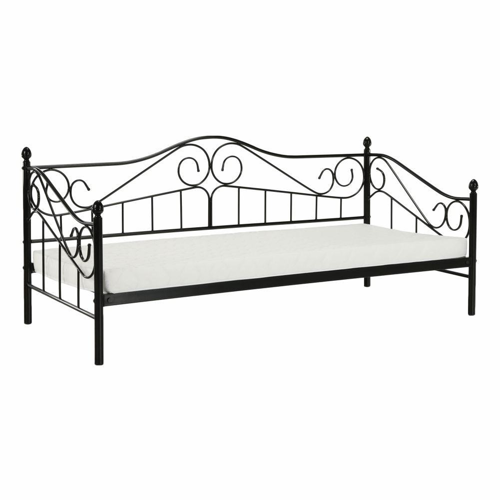 Pat metalic, negru, 90x200, DAINA