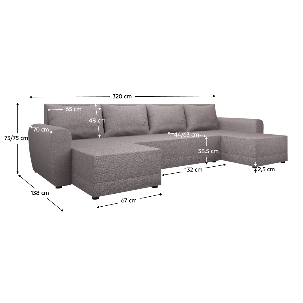 Canapea universală, gri-bej Taupe, DAKAR NEW U