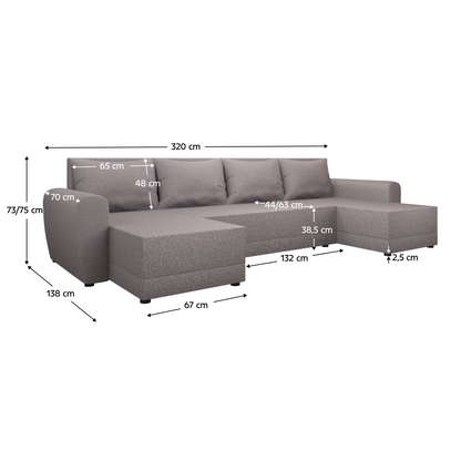 Canapea universală, gri-bej Taupe, DAKAR NEW U