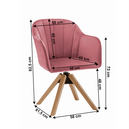 Fotoliu rotativ, textil Velvet, roz pudrat/fag, DALIO