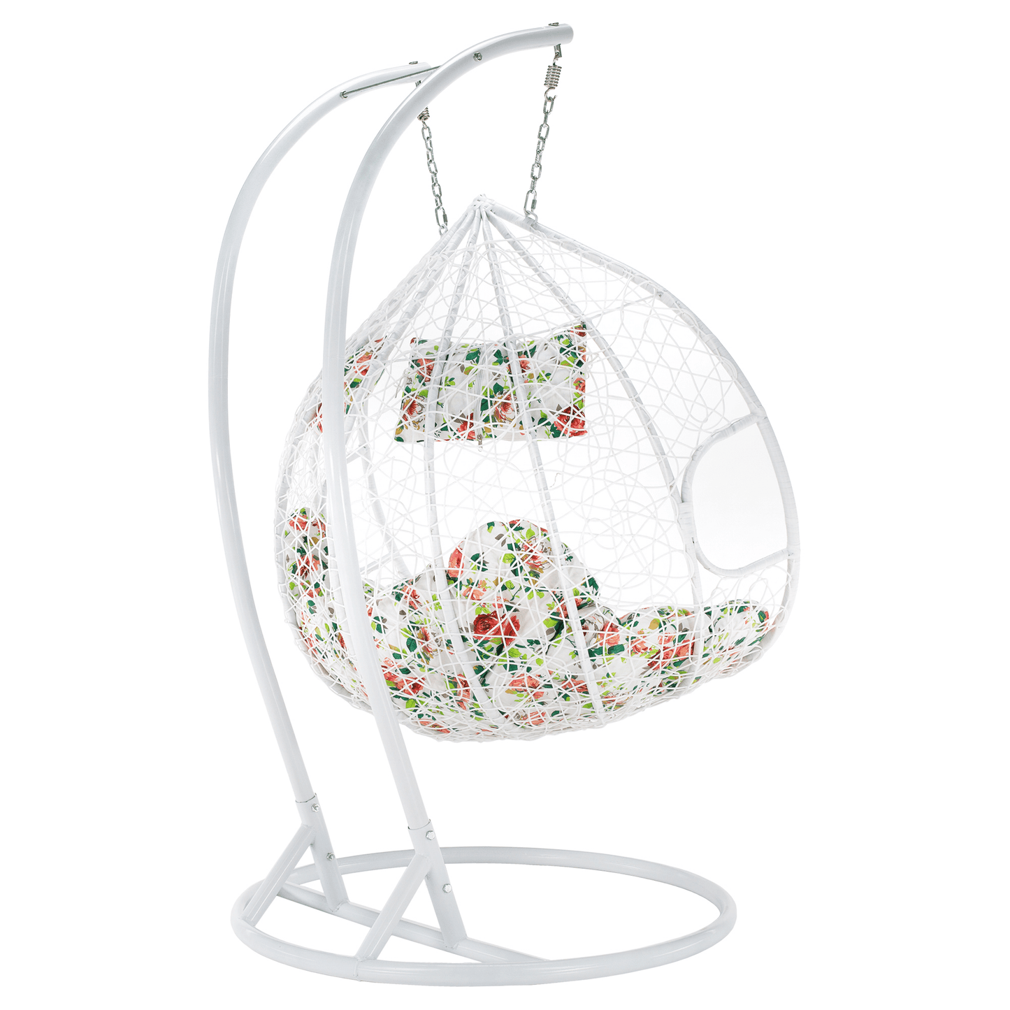 Scaun agăţat dublu, alb/model floral, DALVEA 2 NEW