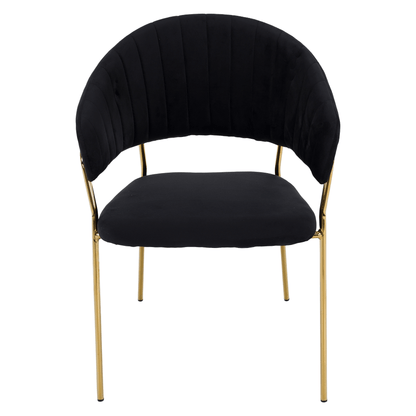 Scaun de sufragerie de design, material Velvet negru/gold crom auriu, DASMIN TIP 1