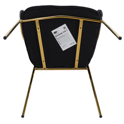 Scaun de sufragerie de design, material Velvet negru/gold crom auriu, DASMIN TIP 1