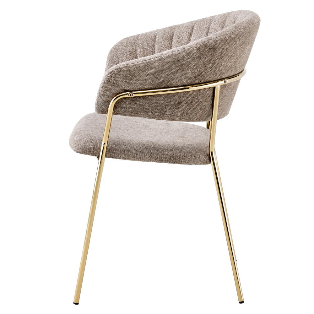 Fotoliu de sufragerie de design, textil maro/gold crom auriu, DASMIN TIP 1
