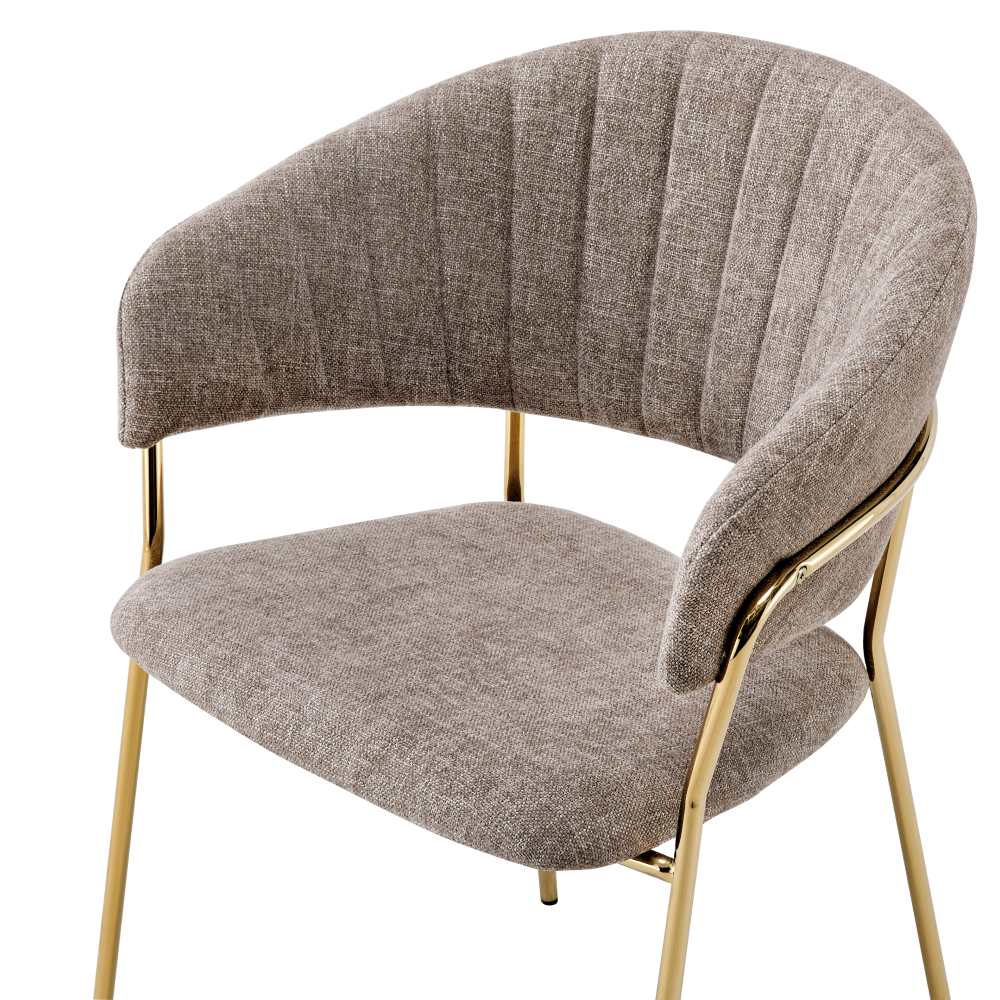 Fotoliu de sufragerie de design, textil maro/gold crom auriu, DASMIN TIP 1