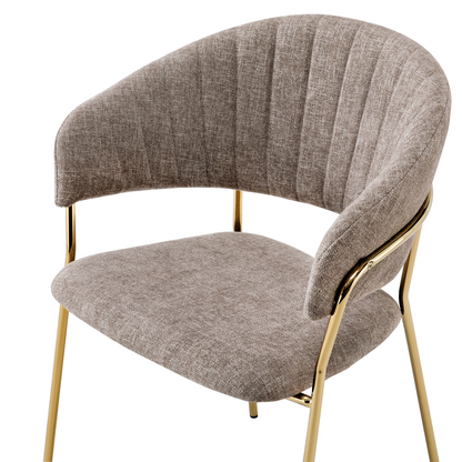Fotoliu de sufragerie de design, textil maro/gold crom auriu, DASMIN TIP 1
