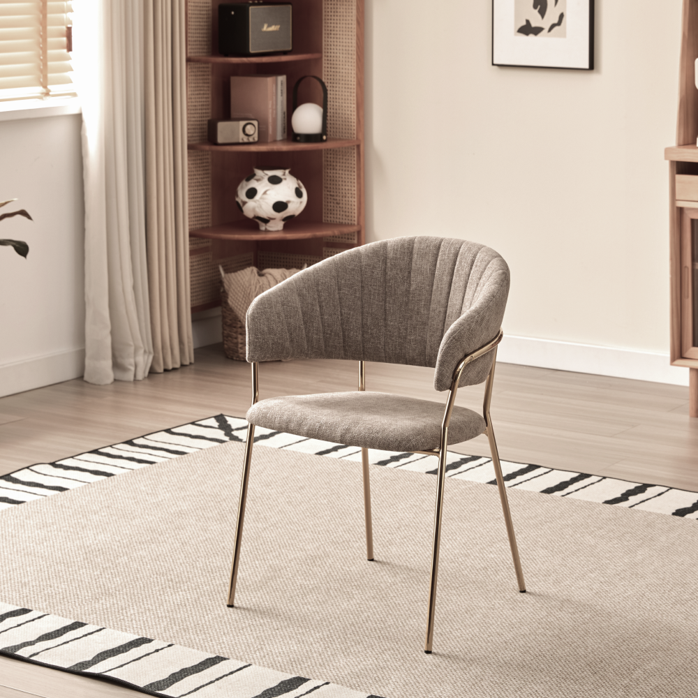 Fotoliu de sufragerie de design, textil maro/gold crom auriu, DASMIN TIP 1