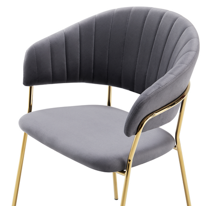 Fotoliu de sufragerie de design, gri-maro Velvet/gold crom auriu, DASMIN TIP 1