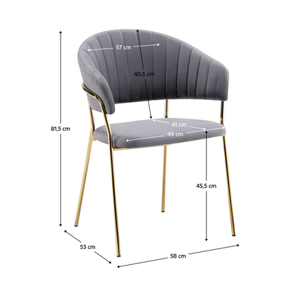 Fotoliu de sufragerie de design, gri-maro Velvet/gold crom auriu, DASMIN TIP 1