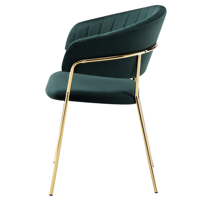Fotoliu de sufragerie de design, verde închis, Velvet/gold crom auriu, DASMIN TIP 1