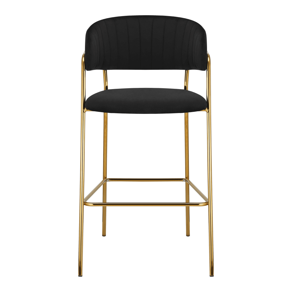 Scaun de bar de design, material catifea neagră/gold crom auriu, DASMIN TIP 2