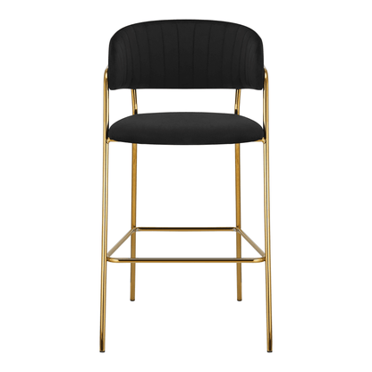 Scaun de bar de design, material catifea neagră/gold crom auriu, DASMIN TIP 2