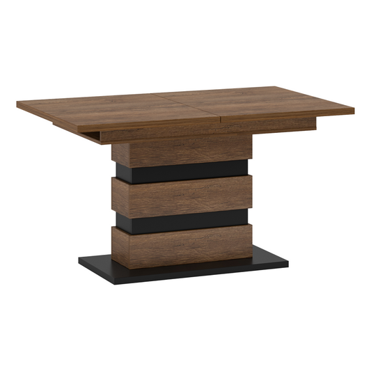 Masă de luat masa pliantă, stejar bolzano / negru, 140-180x86 cm, DELIS S