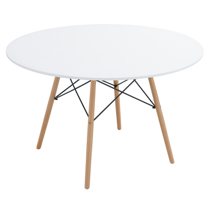Masă dining, alb mat/fag, diametru 120 cm, DEMIN NEW