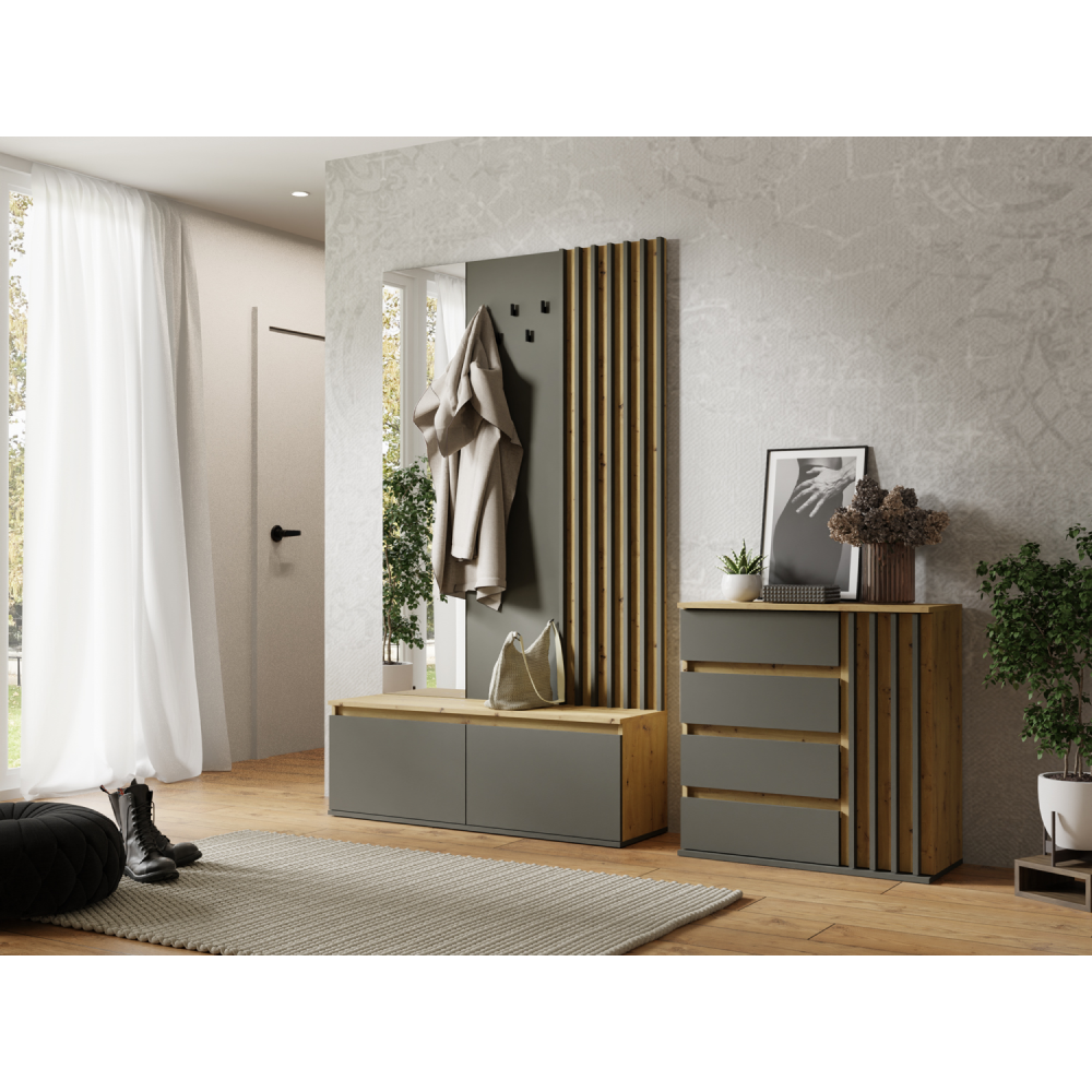Set pentru hol, grafit/stejar artisan, DERIS
