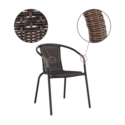 Scaun stivuibil, răchită sintetică maro/metal negru, DOREN