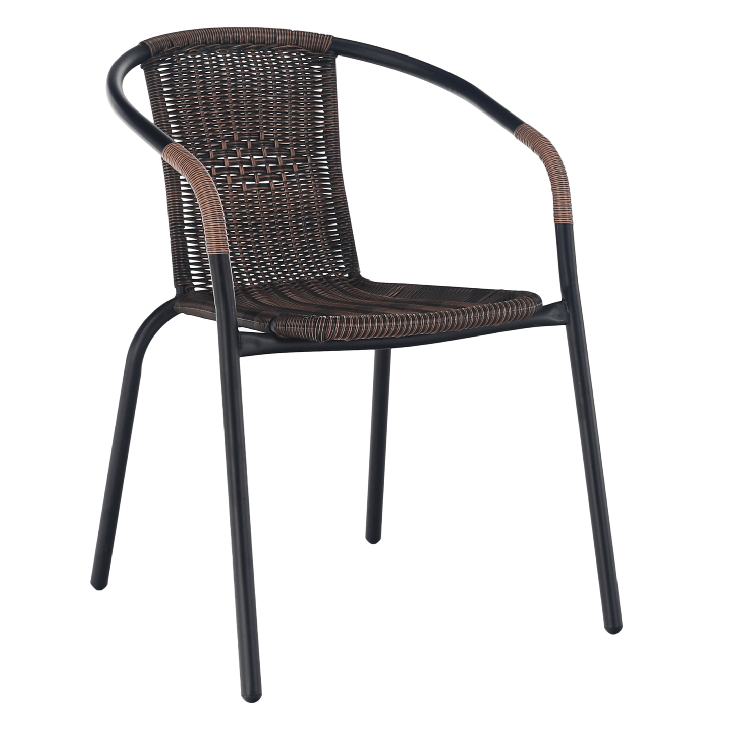 Scaun stivuibil, răchită sintetică maro/metal negru, DOREN