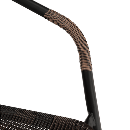 Scaun stivuibil, răchită sintetică maro/metal negru, DOREN