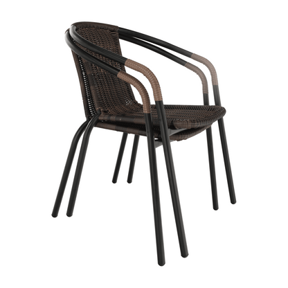 Scaun stivuibil, răchită sintetică maro/metal negru, DOREN