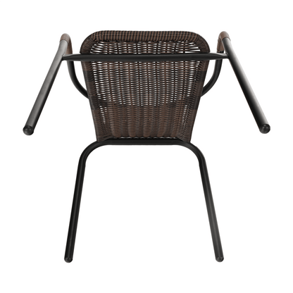 Scaun stivuibil, răchită sintetică maro/metal negru, DOREN