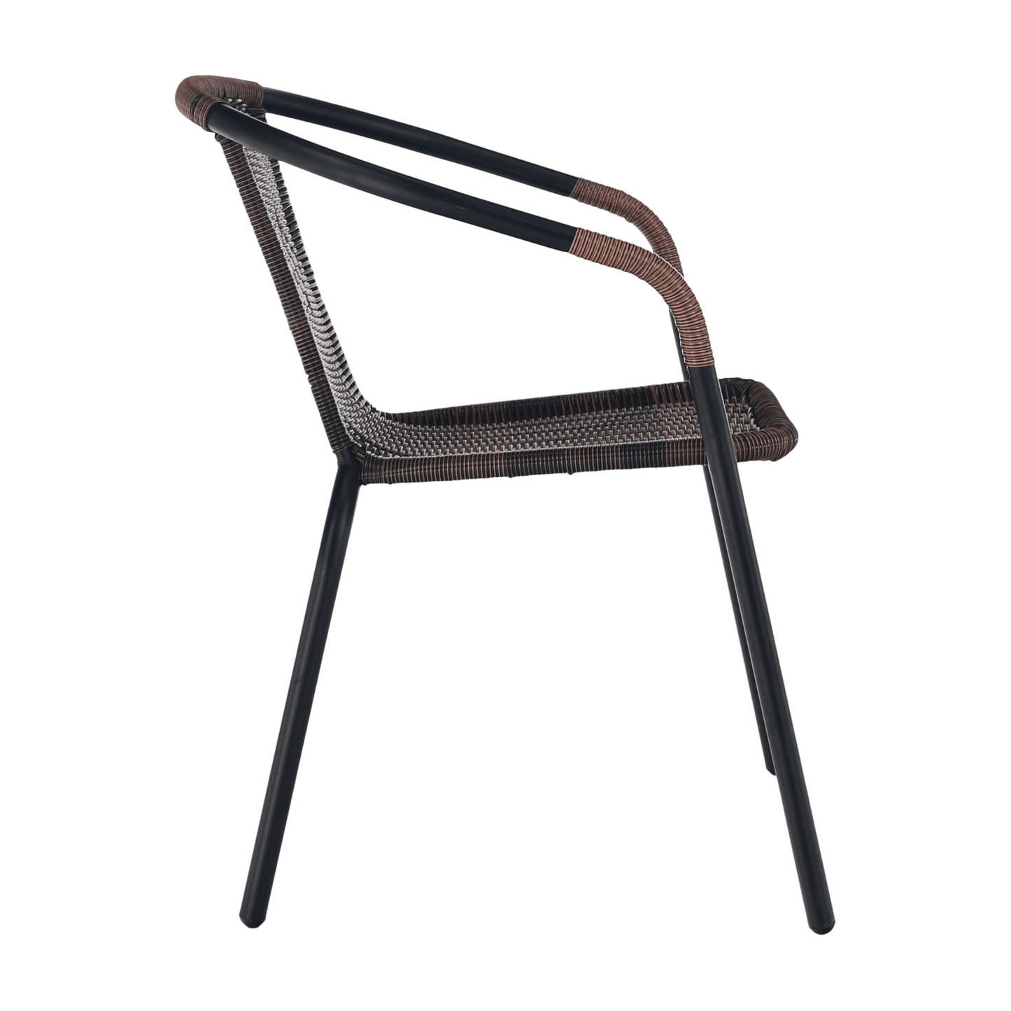 Scaun stivuibil, răchită sintetică maro/metal negru, DOREN