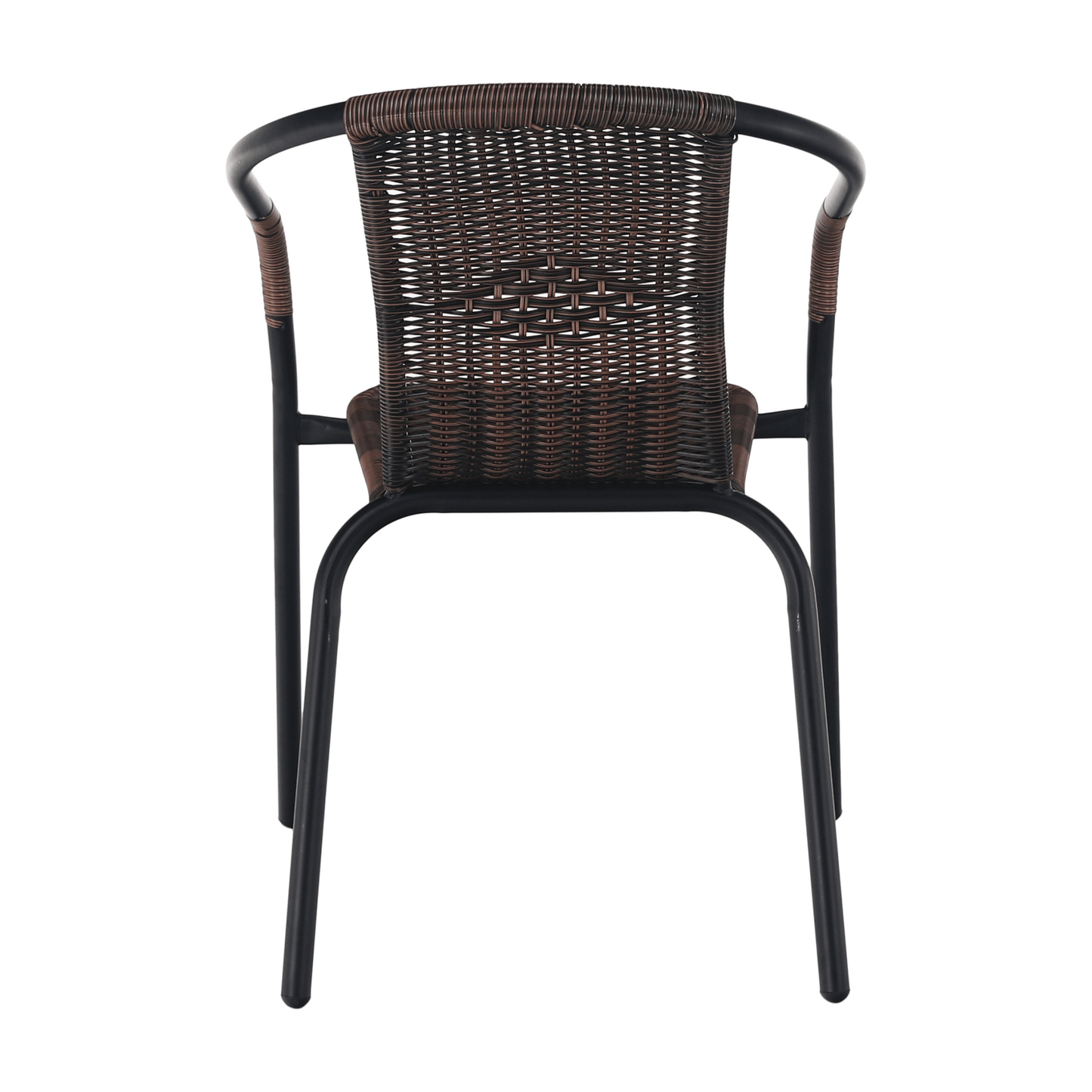 Scaun stivuibil, răchită sintetică maro/metal negru, DOREN